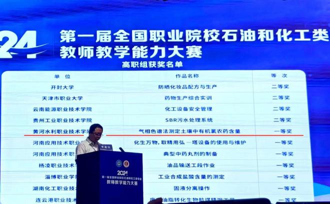 黄河水利职业技术学院荣获2024第一届全国职业院校石油和化工类专业教师教学能力大赛一等奖(图1)